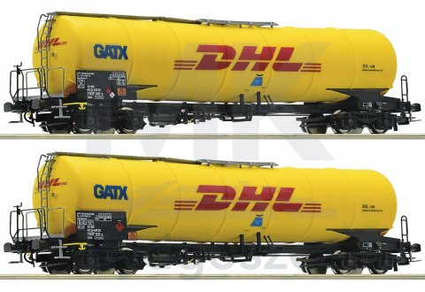 Zestaw 2 cystern Zans, GATX DHL H0 Roco 76024 Zestaw 2 cystern Zans, GATX DHL H0 Roco 76024
