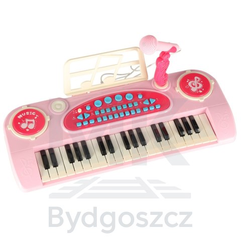 Keyboard dla dzieci pianinko interaktywne organki 37 klawiszy mikrofon statyw różowe Keyboard dla dzieci pianinko interaktywne organki 37 klawiszy mikrofon statyw różowe