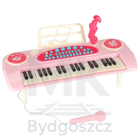 Keyboard dla dzieci pianinko interaktywne organki 37 klawiszy mikrofon statyw różowe Keyboard dla dzieci pianinko interaktywne organki 37 klawiszy mikrofon statyw różowe