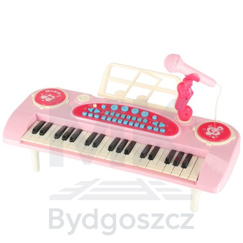 Keyboard dla dzieci pianinko interaktywne organki 37 klawiszy mikrofon statyw różowe Keyboard dla dzieci pianinko interaktywne organki 37 klawiszy mikrofon statyw różowe
