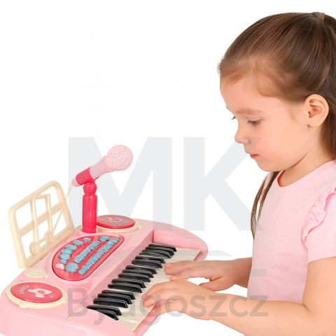 Keyboard dla dzieci pianinko interaktywne organki 37 klawiszy mikrofon statyw różowe Keyboard dla dzieci pianinko interaktywne organki 37 klawiszy mikrofon statyw różowe