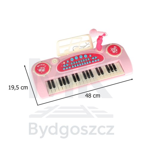 Keyboard dla dzieci pianinko interaktywne organki 37 klawiszy mikrofon statyw różowe Keyboard dla dzieci pianinko interaktywne organki 37 klawiszy mikrofon statyw różowe