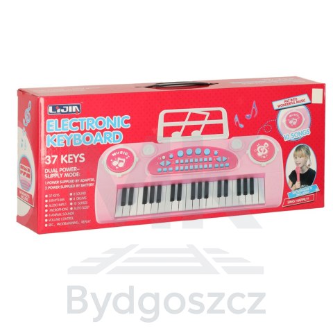 Keyboard dla dzieci pianinko interaktywne organki 37 klawiszy mikrofon statyw różowe Keyboard dla dzieci pianinko interaktywne organki 37 klawiszy mikrofon statyw różowe