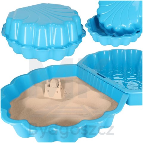 Piaskownica zamykana basen Muszelka Twins podwójna 2w1 160x87,5x19,5cm niebieska