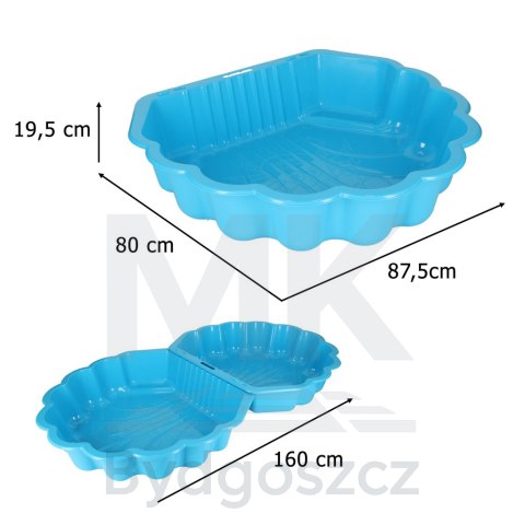 Piaskownica zamykana basen Muszelka Twins podwójna 2w1 160x87,5x19,5cm niebieska Piaskownica zamykana basen Muszelka Twins podwójna 2w1 160x87,5x19,5cm niebieska