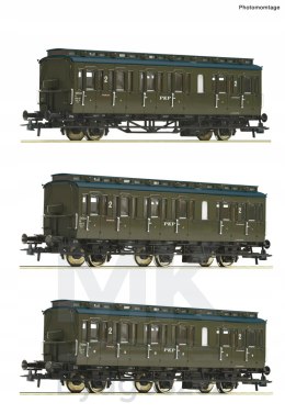 Roco 74020 Zestaw 3 wagonów osobowych boczniaków 2 klasa H0 1/87
