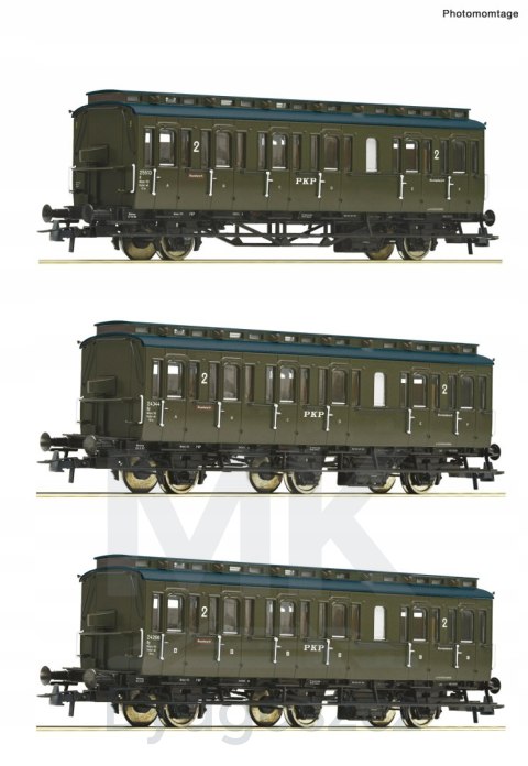 Roco 74020 Zestaw 3 wagonów osobowych boczniaków 2 klasa H0 1/87