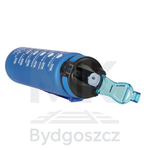 Butelka na wodę bidon ze słomką uchwytem miarką motywacyjną na siłownię BPA free Tritan 1l niebieska Butelka na wodę bidon ze słomką uchwytem miarką motywacyjną na siłownię BPA free Tritan 1l niebieska