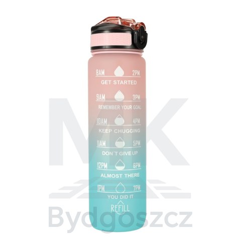 Butelka na wodę bidon ze słomką uchwytem miarką motywacyjną na siłownię BPA free Tritan 1l róż błękit Butelka na wodę bidon ze słomką uchwytem miarką motywacyjną na siłownię BPA free Tritan 1l róż błękit