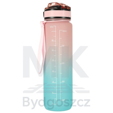 Butelka na wodę bidon ze słomką uchwytem miarką motywacyjną na siłownię BPA free Tritan 1l róż błękit Butelka na wodę bidon ze słomką uchwytem miarką motywacyjną na siłownię BPA free Tritan 1l róż błękit