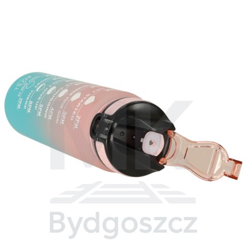 Butelka na wodę bidon ze słomką uchwytem miarką motywacyjną na siłownię BPA free Tritan 1l róż błękit Butelka na wodę bidon ze słomką uchwytem miarką motywacyjną na siłownię BPA free Tritan 1l róż błękit