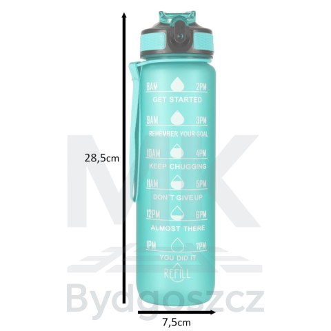 Butelka na wodę bidon ze słomką uchwytem miarką motywacyjną na siłownię BPA free Tritan 1l zielona Butelka na wodę bidon ze słomką uchwytem miarką motywacyjną na siłownię BPA free Tritan 1l zielona