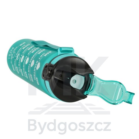 Butelka na wodę bidon ze słomką uchwytem miarką motywacyjną na siłownię BPA free Tritan 1l zielona Butelka na wodę bidon ze słomką uchwytem miarką motywacyjną na siłownię BPA free Tritan 1l zielona