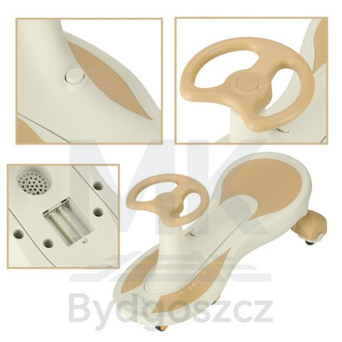 Jeździk grawitacyjny LED Swing Fix S4 świecące koła z muzyką grający 76cm złoto-biały max 100kg Jeździk grawitacyjny LED Swing Fix S4 świecące koła z muzyką grający 76cm złoto-biały max 100kg