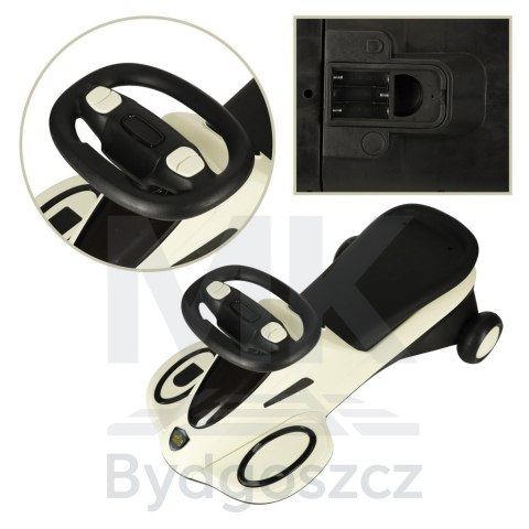 Jeździk grawitacyjny świecące koła LED z muzyką grający skuter 74cm beżowo-czarny max 100kg Jeździk grawitacyjny świecące koła LED z muzyką grający skuter 74cm beżowo-czarny max 100kg