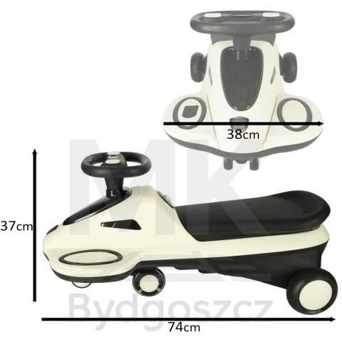 Jeździk grawitacyjny świecące koła LED z muzyką grający skuter 74cm beżowo-czarny max 100kg Jeździk grawitacyjny świecące koła LED z muzyką grający skuter 74cm beżowo-czarny max 100kg