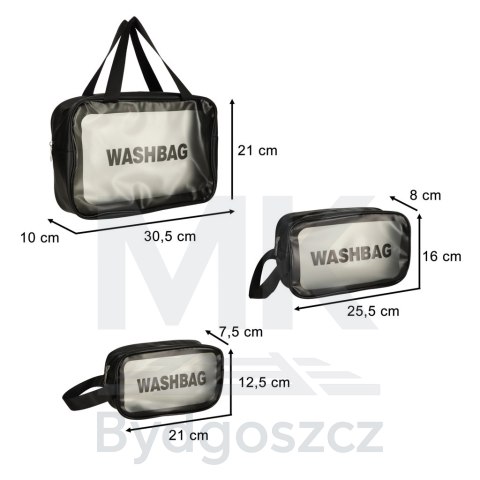 Kosmetyczka podróżna przezroczysta transparentna wodoodporna organizer do samolotu 3 sztuki czarna Kosmetyczka podróżna przezroczysta transparentna wodoodporna organizer do samolotu 3 sztuki czarna