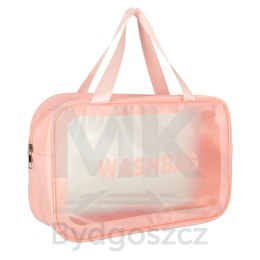 Kosmetyczka podróżna przezroczysta transparentna wodoodporna organizer do samolotu 3 sztuki różowa