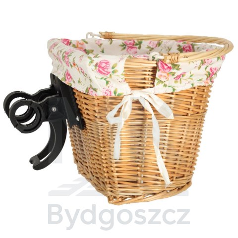 Kosz wiklinowy na rower RALLEX kosz przedni pleciony wkład click w kwiaty Kosz wiklinowy na rower RALLEX kosz przedni pleciony wkład click w kwiaty