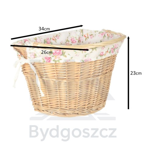 Kosz wiklinowy na rower RALLEX kosz przedni pleciony wkład click w kwiaty Kosz wiklinowy na rower RALLEX kosz przedni pleciony wkład click w kwiaty