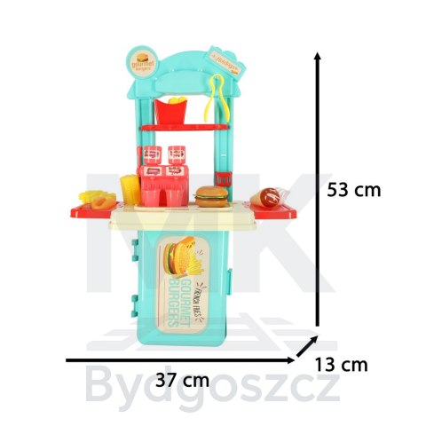 Kuchnia dla dzieci w walizce zestaw do hamburgerów fastfood lody lodziarnia frytki Kuchnia dla dzieci w walizce zestaw do hamburgerów fastfood lody lodziarnia frytki