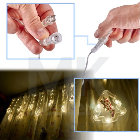 Kurtyna LED na okno girlanda świąteczna choinkowa 3 m 125 LED Kurtyna LED na okno girlanda świąteczna choinkowa 3 m 125 LED