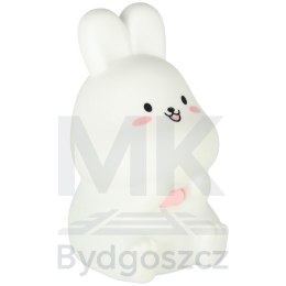 Lampka nocna dla dzieci silikonowa dotykowa miękka LED RGB biała z różem króliczek