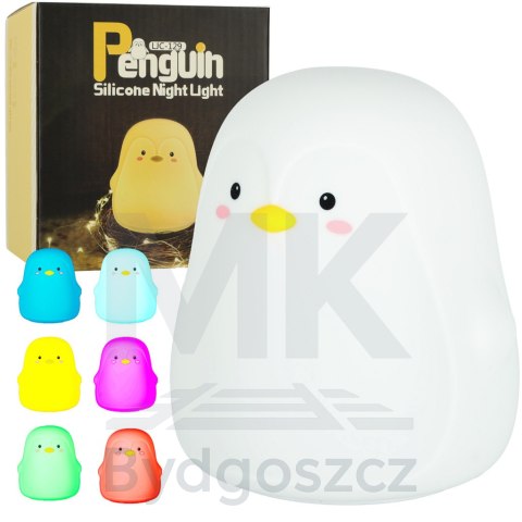 Lampka nocna dla dzieci silikonowa dotykowa miękka LED biała RGB pingwinek Lampka nocna dla dzieci silikonowa dotykowa miękka LED biała RGB pingwinek