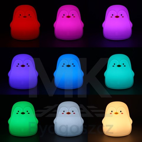 Lampka nocna dla dzieci silikonowa dotykowa miękka LED biała RGB pingwinek Lampka nocna dla dzieci silikonowa dotykowa miękka LED biała RGB pingwinek