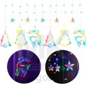 Lampki LED kurtyna renifer dzwonek mix świąteczne choinkowe 2,5m 138LED multikolor 8 trybów świecenia IP44