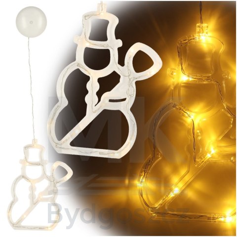 Lampki LED wisząca dekoracja świąteczna okna bałwanek 49cm przyssawka 10 LED Lampki LED wisząca dekoracja świąteczna okna bałwanek 49cm przyssawka 10 LED