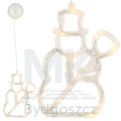 Lampki LED wisząca dekoracja świąteczna okna bałwanek 49cm przyssawka 10 LED Lampki LED wisząca dekoracja świąteczna okna bałwanek 49cm przyssawka 10 LED