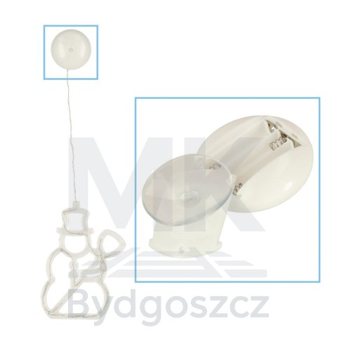 Lampki LED wisząca dekoracja świąteczna okna bałwanek 49cm przyssawka 10 LED Lampki LED wisząca dekoracja świąteczna okna bałwanek 49cm przyssawka 10 LED