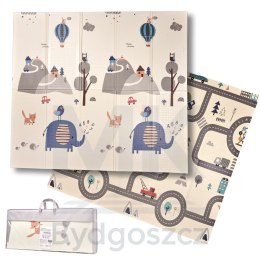 Mata edukacyjna piankowa dwustronna składana słonie las 180 x 200 cm