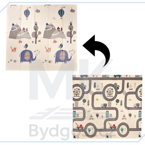 Mata edukacyjna piankowa dwustronna składana słonie las 180 x 200 cm Mata edukacyjna piankowa dwustronna składana słonie las 180 x 200 cm