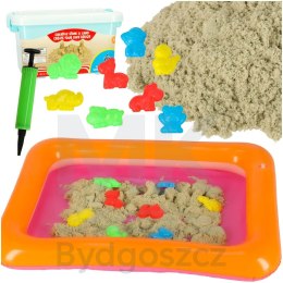 Piasek dla dzieci w wiaderku 1kg foremki beżowy