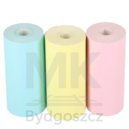 Rolki termiczne papier do drukarki apartu 5,7cm x 3m 3 sztuki kolorowe