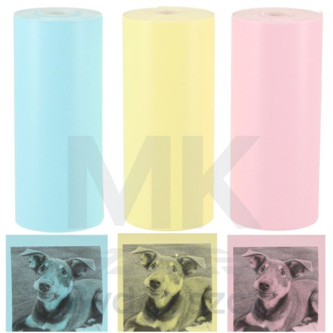 Rolki termiczne papier do drukarki apartu 5,7cm x 3m 3 sztuki kolorowe Rolki termiczne papier do drukarki apartu 5,7cm x 3m 3 sztuki kolorowe
