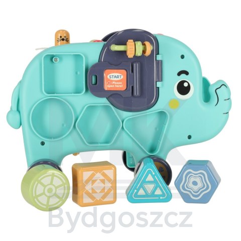 Słonik tablica manipulacyjna montessori wbijak sorter klocki młotek 26cm Słonik tablica manipulacyjna montessori wbijak sorter klocki młotek 26cm