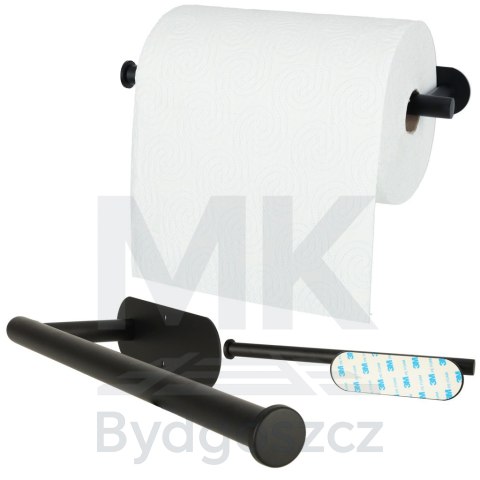 Uchwyt wieszak na papier ręcznik papierowy kuchenny taśma dwustronna mat loft czarny Uchwyt wieszak na papier ręcznik papierowy kuchenny taśma dwustronna mat loft czarny