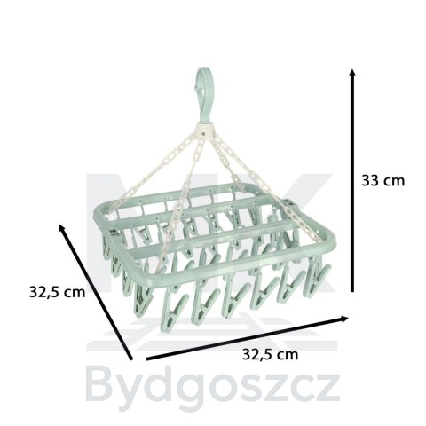 Wieszak suszarka na pranie na skarpetki bieliznę 32 klamerki niebieski Wieszak suszarka na pranie na skarpetki bieliznę 32 klamerki niebieski