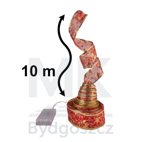Wstążka ozdobna taśma LED 10m 100LED lampki choinkowe ozdoba świąteczna multikolor na baterie Wstążka ozdobna taśma LED 10m 100LED lampki choinkowe ozdoba świąteczna multikolor na baterie