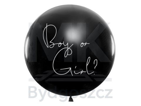 Balon Gender Reveal Chłopiec czy dziewczynka niebieskie konfetti 100cm Balon Gender Reveal Chłopiec czy dziewczynka niebieskie konfetti 100cm