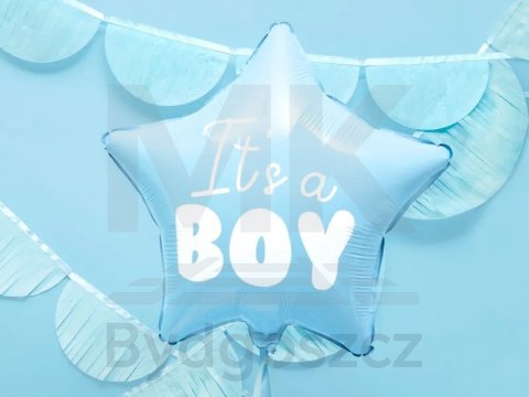 Balon foliowy "It's a boy" na baby shower gwiazda niebieska 48cm Balon foliowy "It's a boy" na baby shower gwiazda niebieska 48cm