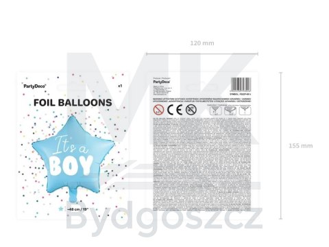 Balon foliowy "It's a boy" na baby shower gwiazda niebieska 48cm Balon foliowy "It's a boy" na baby shower gwiazda niebieska 48cm