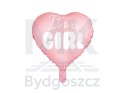 Balon foliowy "It's a girl" na baby shower serce różowe 48cm