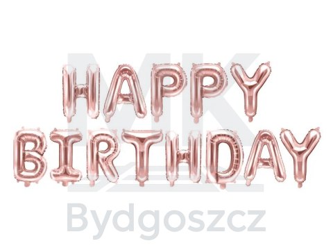 Balon foliowy dekoracja urodzinowa Happy Birthday różowe złoto 340cm x 35cm