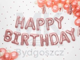 Balon foliowy dekoracja urodzinowa Happy Birthday różowe złoto 340cm x 35cm