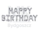 Balon foliowy dekoracja urodzinowa Happy Birthday srebrna 340cm x 35cm