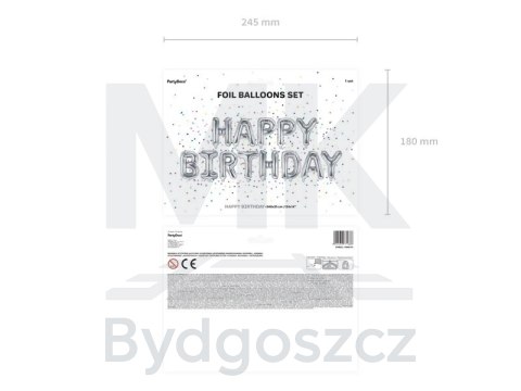 Balon foliowy dekoracja urodzinowa Happy Birthday srebrna 340cm x 35cm Balon foliowy dekoracja urodzinowa Happy Birthday srebrna 340cm x 35cm